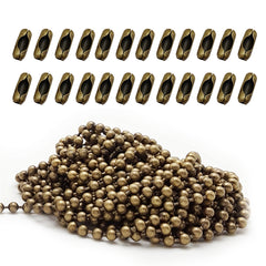 Beaded Pull Chain Extension with Connector for Ceiling Fan or Light (Pack of 2) 10 Feet Beaded Roller Chain with 12 Matching Connectors Each (3.2mm Diameter, Antique Brass)