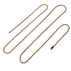 Beaded Pull Chain Extension with Connector for Ceiling Fan or Light (Pack of 2) 10 Feet Beaded Roller Chain with 12 Matching Connectors Each (3.2mm Diameter, Antique Brass)