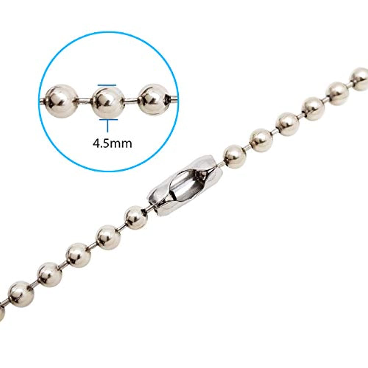 4.5mm Diameter Beaded roller Stainless Steel pull chain extension